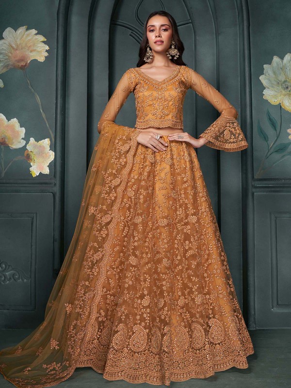 Metalic Gold Premium Net Lehenga Choli